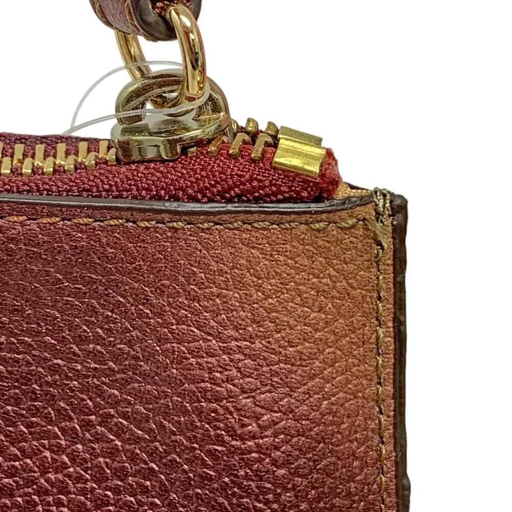 MICHAEL KORS‎ Adele Merlot Pebbled Leather Zippered Clutch Wristlet